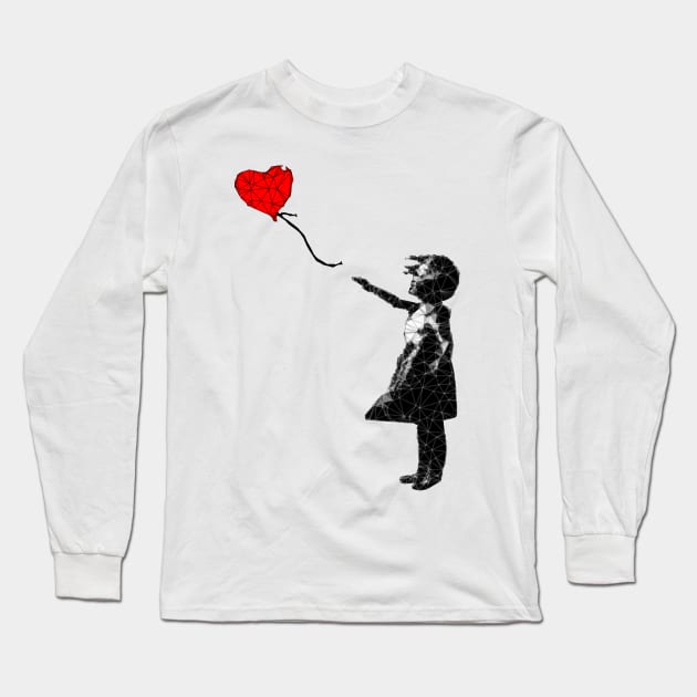 Low Poly Banksy Ballon Girl Long Sleeve T-Shirt by TRIME